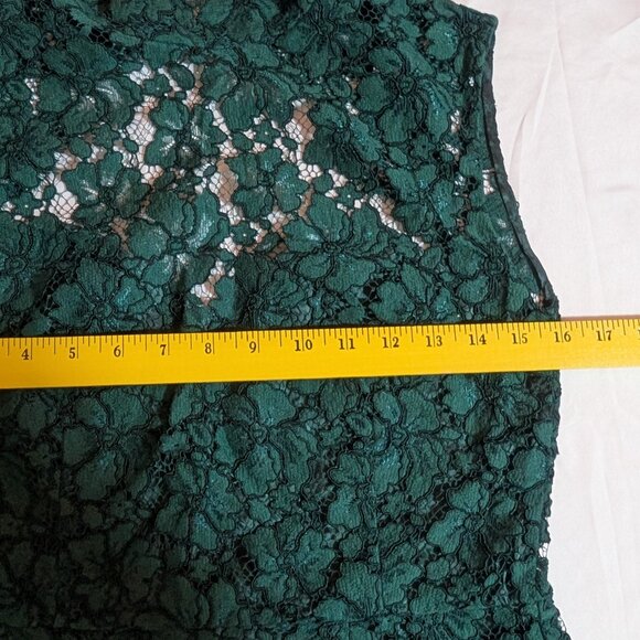 Sandro Paris Dress Green Lace Sz XS High Neck Scalloped Mini Open Back - Picture 6 of 11